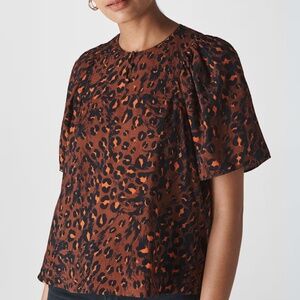 Whistles | Brown/Multi Brushed Leopard Print Top